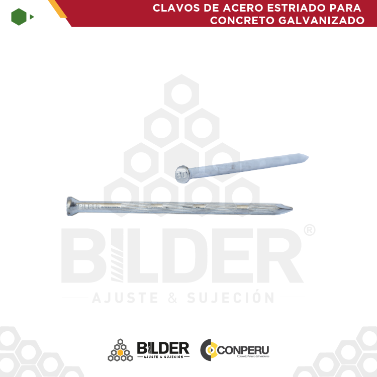 CLAVOS DE ACERO ESTRIADO PARA CONCRETO GALVANIZADO