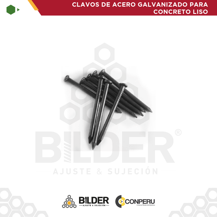 CLAVOS DE ACERO GALVANIZADO PARA CONCRETO LISO