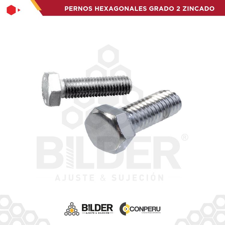 PERNOS HEXAGONALES GRADO 2 ZINCADO