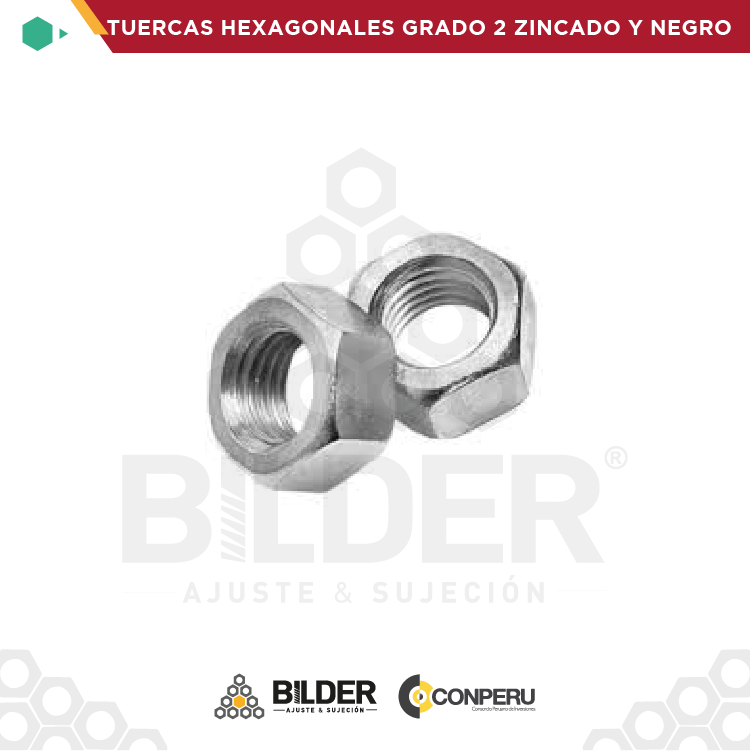 TUERCAS HEXAGONALES GRADO 2 ZINCADO Y NEGRO